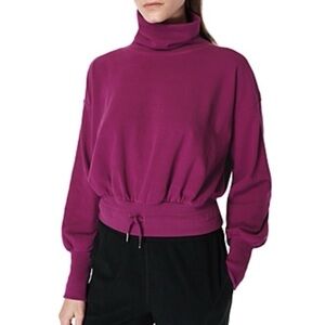 Sweaty Betty Melody Luxe Fleece Pullover Sweatshirt in Amaranth Pink